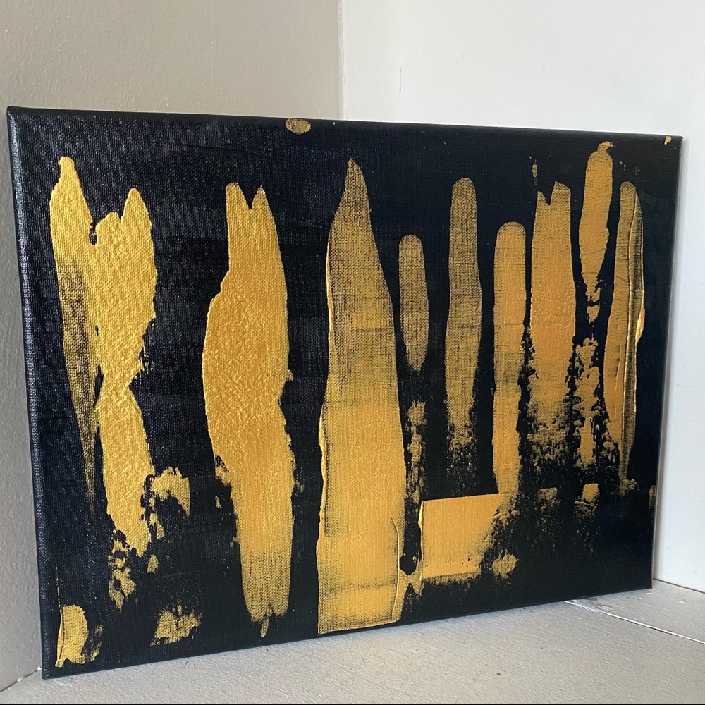 Abstract art painting black and gold - Picture 3 of 4